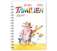 Helme Heine: Familienplaner-Buch A5 2026: Familienkalender mit 5 Spalten. Liebevoll illustrierter Buch-Kalender mit Einstecktasche und Schulferien. Terminplaner mit 160 Seiten.