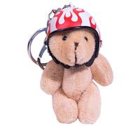 Helmet Bear Keychain - ABS 4x5x9.5cm | Plush Be'ar Wearing Motorcycle Hat Key Ring | Furry Backpack Doll Pendant Cute Accessory Gift For Girls Women Motorcyclee Bag Daily Use