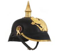 Helmet Black & Brass 23x19x25cm Polished Steel with Real Goat Leather Prussian.