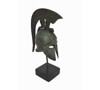 Helmet bronze marble based ancient Greek reproduction miniature artifact with serpent