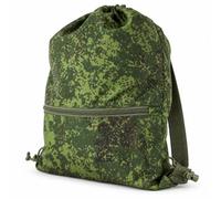 Helmet Carry Bag, Russian Digital Camo Drawstring Backpack, 600D Oxford | Front Zipper Pocket Inner Divider Small Zip Pouch Adjustable Shoulder Straps Sliding Webbing 38 x 48 cm Laid Flat