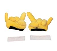 Helmet Decoration - Yellow Plush Hand Gesture Ornament, Soft Cartoon Vehicle Accessories | Creative Motorcycle Dashboard Funny Companion for Travel, Camping, Commuting