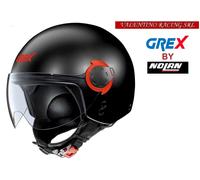 Helmet Demi Jet Grex G3.1 And Kinetic Flat Black Red XL 62 CM Made IN Italy