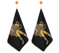 Helmet Diver And Octopus Cute Hanging Hand Towels Quick Dry Bathroom & Kitchen Dish Cloth with Loop