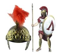 Helmet For Adults | PP & Natural, 25x19cm Inner | Roman Centurion Hat For Costume Parties | Medieval Gladiator Helmet With Plume F́or Cosplay & Themed Events