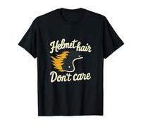 Helmet Hair Dont Care Motorcycle Biker Humor Graphic T-Shirt