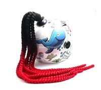 Helmet Hair Ponytail Curly 8 Twist Braids Pigtails Pony Tails Accessory with Suction Cup for Motorcycle Bike Cycling Bicycle Bikers Skateboarding Scooters Costume Cosplay (Black Red)