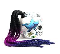 Helmet Hair Ponytail Curly 8 Twist Braids Pigtails Pony Tails Accessory with Suction Cup for Motorcycle Bike Cycling Bicycle Bikers Skateboarding Scooters Costume Cosplay (Black Purple Blue)