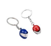 Helmet Keychain,2pcs Creative Metal Pendant Personalised Motorcyle Helmet Monogram Keychain in Polished Stainless Steel Funny Key Car Keychain Decorative Keychain Helmet Keychain 3d Key Ring Red Blue