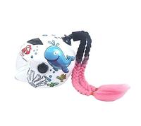 Helmet Ponytail Dual Pigtails Twist Braids Hair with Sucker Bow for Motorcycle Bike Motorbike Motocross Off Road Bicycle Cycling Bikers Riders Skateboarding Scooter Costume Cosplay (Black Pink)