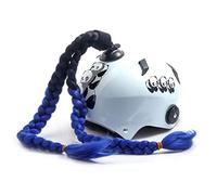 Helmet Ponytail Dual Pigtails Twist Braids Hair with Sucker Bow for Motorcycle Bike Motorbike Motocross Off Road Bicycle Cycling Bikers Riders Skateboarding Scooter Costume Cosplay (Black Blue)