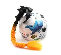 Helmet Ponytail Pigtails Twist Braids Hair with Bowknot Detachable Suction Cup for Motorcycle Motorbike Bike Bicycle Cycling Bikers Riders Scooter Costume Cosplay (Black Orange)
