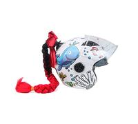Helmet Ponytail Pigtails Twist Braids Hair with Bowknot Detachable Suction Cup for Motorcycle Motorbike Bike Bicycle Cycling Bikers Riders Scooter Costume Cosplay (Black Red)