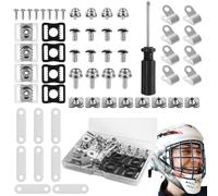 Helmet Repair Kit - 57x Replacement Parts Kitt | Sports Accessories Including R Shape Football Visor Clips, Rubber, Gaskets, Nuts, Buckles, Screwdriver, Use For Hockey, Baseball, Softball