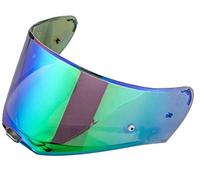 Helmet visor lens, Fit Compatible with LS2 FF390 B-reaker Full Face Motorcycle Helmet Replacement Lens With Anti-fog Film Holes Transparent Silver Rainbow Smoke Visor(Chorme green)