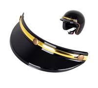 Helmet Visor - Universal 3- Up Wind Shield for Half Face & 3/4 Motorcycle Helmets, Retro Vintage Sun Shade Visor, Anti-Glare Motorcycle Helmet Brim (Black/Gold/Silver/Clear)