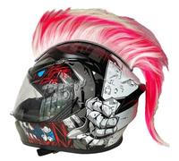 Helmet with Wigs, Mohawk Wigs Motorcycle Helmet Wig Hair Patches Helmet Decorations Wigs Hair Sticker Paste for Bicycle Motorcycle
