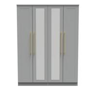 Helmsley Tall 4 Door 2 Centre Mirrors (Ready Assembled) Ready Assembled 2 U Dark Grey One Size