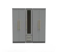 Welcome Furniture Welcome Furniutre Waltham Tall 5 Door 2 Drawer 1 Mirror Wardrobe - Ready Assembled