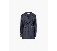Helmut Lang Womens Raw Indigo Contrast-stitch Belted Denim Jacket M