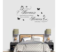 Heloner Because Some One We Love is in Heaven Art Quotes Wall Decals, Vinyl Sayings Words Butterfly Wall Decals Art Decor, Removable DIY Art Wall Stickers Mural for Living Room Bedroom Decoration