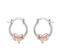 HELORET Animal Earrings for Women Cute Sloth/Fox Earrings Huggie Hoop Earrings for Sensitive Ears Animal Jewelry Gifts for Women Daughter, Brass, No Gemstone