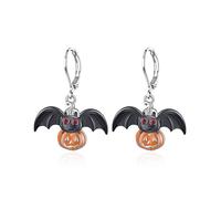 HELORET Bat Earrings Halloween Pumpkin Dangle Earrings Bat Leverback Earrings Halloween Pumpkin Bat Jewelry Gifts for Women