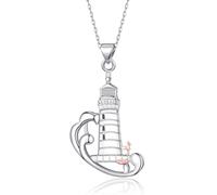 HELORET Lighthouse Necklace for Women Lighthouse Pendant Necklace Birthday Jewelry Gift for Women, metal, cubic-zirconia
