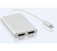 HELOS SPLITTER, USB 3.1 TYPE -C ST./2X DISPLAYPORT HEMBA, PREMIUM 4K, PLATA