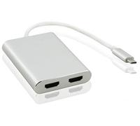 Helos SPLITTER, USB 3.1 TYPE -C ST./2X HDMI HEMBRA, PREMIUM 4K, PLATA