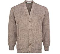 HeLovesWearing Mens Knitted Cardigan Classic Style Cardigans V Neck Button Crew Neck Zipper Jumper Plain Coloured (Beige/Button, M, m)