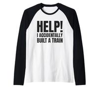 Help I Accidentally Built a Train - Absurd Humor Memes Raglan Baseball Tee