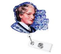 Help is on The Way Dear Funny Badge Reel, Retractable ID Card Badge Holder, Name Tag Work Badge Clip for RN LVN LPN CNA MA MT PTA ER Night Shift Nurse Nursing Student Doctor Teacher, Nurse Gifts