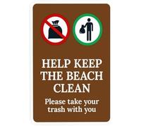 Help Keep The Beach Clean Please Take Your Trash With You With Graphics Warning Sign Rules Security Metal Signs For Garage Home Busines Street Wall Caution Decor Gift For Women Men 8x12 Inch