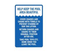 Help Keep The Pool Area Beautiful Warning Sign, Pool Rules Security Metal Signs for Home Busines Outdoor Indoor Road Yard Garage Street Wall Caution Decor 12x8 Inch