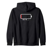 " Help me 電池切れ" Funny Brush Calligraphy! Interesting Text Zip Hoodie