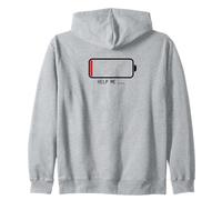 " Help me 電池切れ" Funny Brush Calligraphy! Interesting Text Zip Hoodie