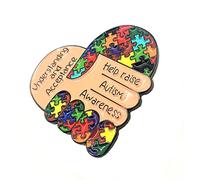 Help Raise Autism Awareness Understanding & Acceptance Hand Mind Metal Pin Badge
