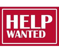Help wanted, red sign - Self adhesive sticker (200mm x 150mm)
