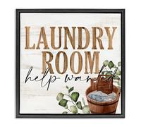 'Help Wanted Rustic Laundry Room'| Floating Frame Canvas Art