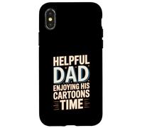 Helpful Dad Enjoying His Cartoons Time Funny Father Case for iPhone X/XS