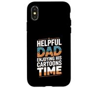 Helpful Dad Enjoying His Cartoons Time Funny Father Case for iPhone X/XS