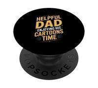 Helpful Dad Enjoying His Cartoons Time Funny Father PopSockets Adhesive PopGrip