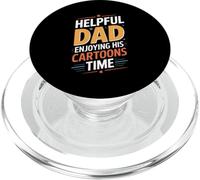 Helpful Dad Enjoying His Cartoons Time Funny Father PopSockets PopGrip for MagSafe
