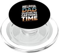 Helpful Dad Enjoying His Cartoons Time Funny Father PopSockets PopGrip for MagSafe