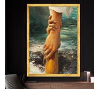 Helping Hand Close-Up Canvas Painting, Emotional Posters and Prints, Supportive Hands Wall Art, Inspirational Home Decor(60x90cm/Frameless)