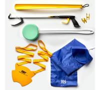 Helping Hand Company 5 Piece Essential Hip Kit for Post Surgery. Knee and Hip Replacement Recovery Kit. 26" Classic Grabber, Foxy Sock Aid, Shoe Horn, Long Handled Sponge for Shower, Carry Bag