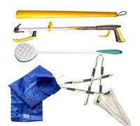 Helping Hand Company 5 Piece Hip Replacement Recovery Kit, Surgery Recovery Set - 26"/66cm Classic PRO Reacher Grabber, Soxon Sock Aid, Long Handled Shoe Horn, Exfoliator Sponge, Carry Bag