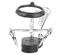 Helping Hand Repair Stand with Magnifying Glass and LED Light, Adjustable Auxiliary Clip Clamp for Electronics Jewelry Repair, Compact Workbench Magnifier Tool