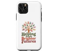 Helping Hands Brighter Futures Retro Groovy Teacher Support Case for iPhone 11 Pro